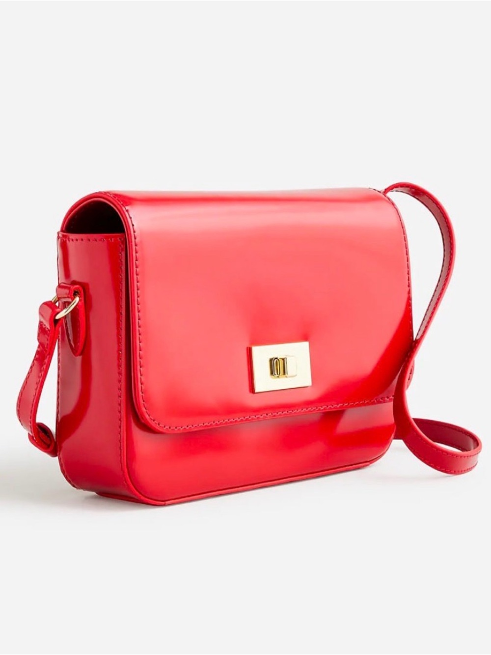 J. Crew Red Patent Crossbody with Gold Hardware